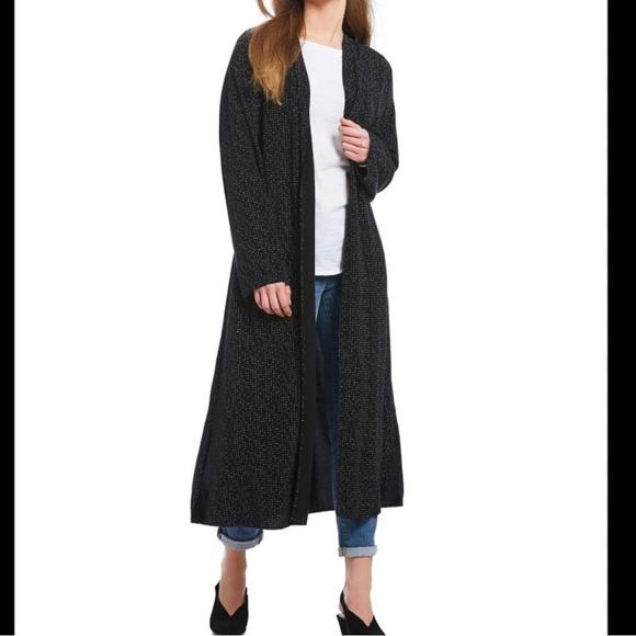 NWT Eileen Fisher black Morse Code kimono style duster jacket - Picture 7 of 16